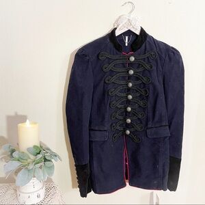 Free People Seamed and Structured Velvet Blazer Jacket